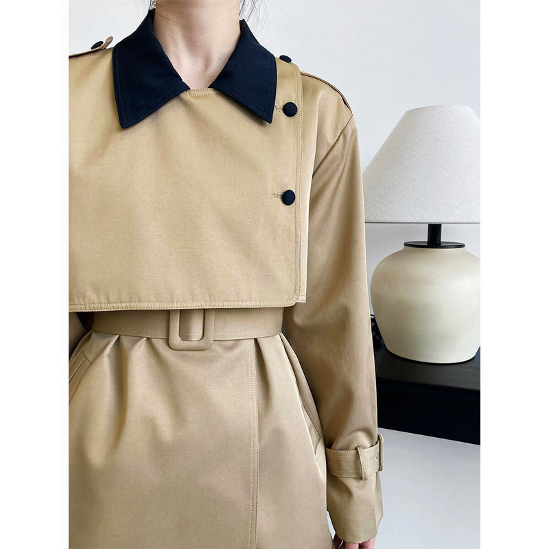 Ženska kratka vjetrovka s reverom kontrastne boje 2022., ležerna jesenska jakna