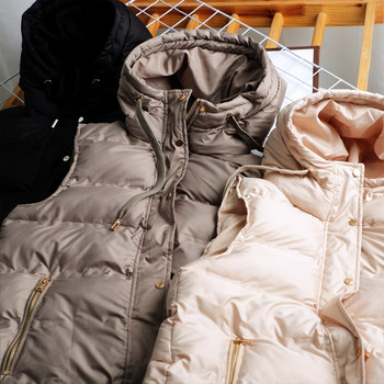 Νέο φθινόπωρο χειμερινό γυναικείο παλτό από βαμβακερό μπουφάν με επένδυση τσέπης Γυναικείο vintage αμάνικο ζεστό γιλέκο με κουκούλα Εξωτερικά ρούχα Κομψά μπλουζάκια