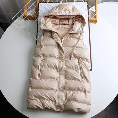 2022. gada jauns rudens ziemas sieviešu mētelis ar kabatu polsterētu kokvilnas jaku Sieviešu vintage bezpiedurknēm ar kapuci, silta veste Virsdrēbes eleganti topi