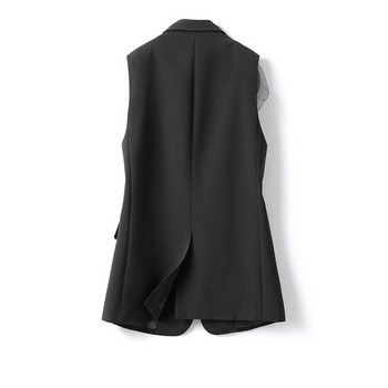 SuperAen μαύρο κοστούμι γυναικείο γιλέκο άνοιξη φθινόπωρο 2022 Νέο συνονθύλευμα σιφόν ξύλινο γιλέκο αυτί Μακρύ γραφείο Lady