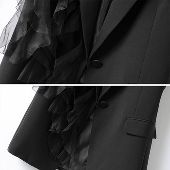 SuperAen μαύρο κοστούμι γυναικείο γιλέκο άνοιξη φθινόπωρο 2022 Νέο συνονθύλευμα σιφόν ξύλινο γιλέκο αυτί Μακρύ γραφείο Lady