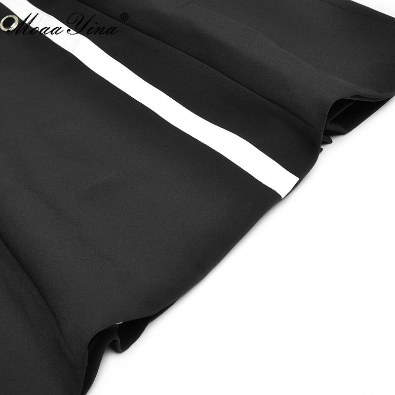 MoaaYina Moda Jesen Zima Trench Ženski kaput dugih rukava s dvostrukim kopčanjem Ležerna crna gornja odjeća Kaput