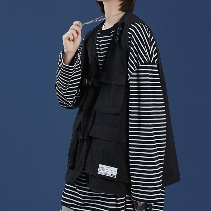 Ženski prsluci s više džepova Hip Pop za par Fakultetske široke jakne s patentnim zatvaračem Bez rukava Harajuku retro BF stil Cargo prsluk Ležerni kaputi