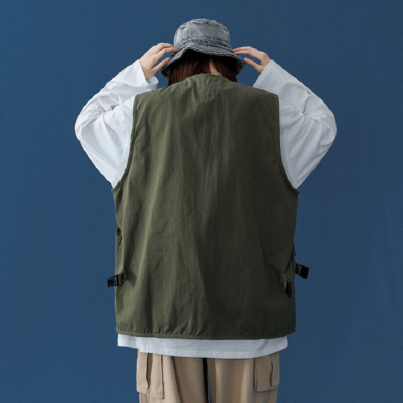 Ženski prsluci s više džepova Hip Pop za par Fakultetske široke jakne s patentnim zatvaračem Bez rukava Harajuku retro BF stil Cargo prsluk Ležerni kaputi