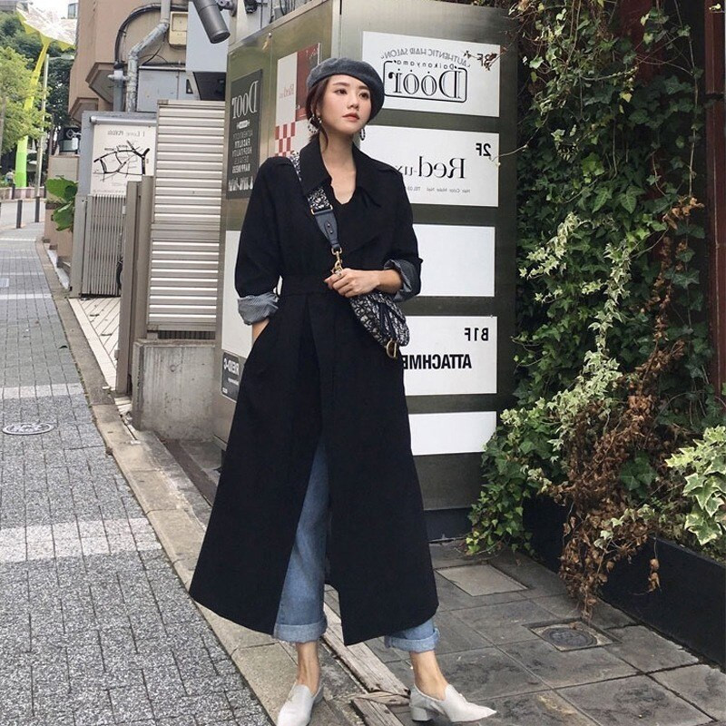 Proljetni ženski baloner High Street ženska odjeća 2022. Široka vanjska odjeća Radnička ulična odjeća Duga vjetrovka s remenom FY06