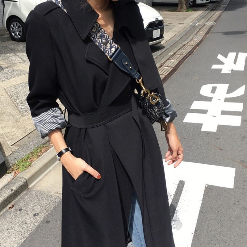 Proljetni ženski baloner High Street ženska odjeća 2022. Široka vanjska odjeća Radnička ulična odjeća Duga vjetrovka s remenom FY06