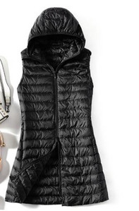 Γυναικείο εξαιρετικά ανοιχτό λευκό γιλέκο πάπιας πουπουλένιο λεπτό αμάνικο παλτό με κουκούλα Φθινοπωρινό χειμερινό γυναικείο μακρύ γιλέκο Puffer Parkas τοπ 4XL