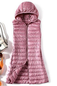 Γυναικείο εξαιρετικά ανοιχτό λευκό γιλέκο πάπιας πουπουλένιο λεπτό αμάνικο παλτό με κουκούλα Φθινοπωρινό χειμερινό γυναικείο μακρύ γιλέκο Puffer Parkas τοπ 4XL