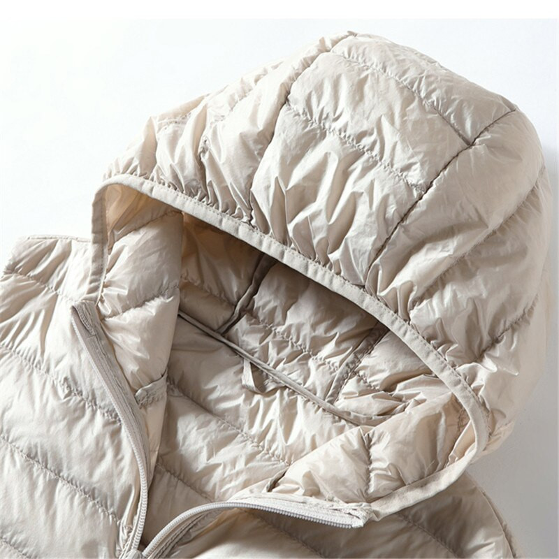 Γυναικείο εξαιρετικά ανοιχτό λευκό γιλέκο πάπιας πουπουλένιο λεπτό αμάνικο παλτό με κουκούλα Φθινοπωρινό χειμερινό γυναικείο μακρύ γιλέκο Puffer Parkas τοπ 4XL