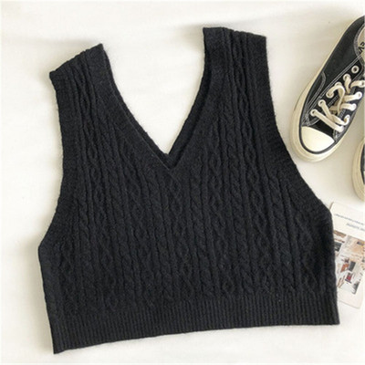 2021. gada korejiešu stila sieviešu džempera veste Sieviešu īss trikotāžas džemperis bez piedurknēm sievietēm ar V veida kakla izgriezumu, džemperi, sieviešu topi
