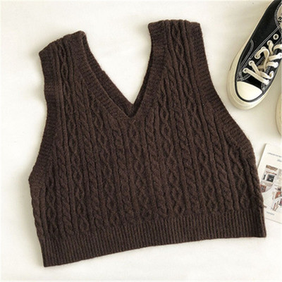 2021. gada korejiešu stila sieviešu džempera veste Sieviešu īss trikotāžas džemperis bez piedurknēm sievietēm ar V veida kakla izgriezumu, džemperi, sieviešu topi