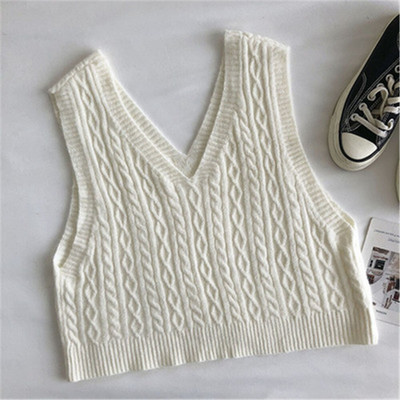 2021. gada korejiešu stila sieviešu džempera veste Sieviešu īss trikotāžas džemperis bez piedurknēm sievietēm ar V veida kakla izgriezumu, džemperi, sieviešu topi