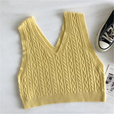 2021. gada korejiešu stila sieviešu džempera veste Sieviešu īss trikotāžas džemperis bez piedurknēm sievietēm ar V veida kakla izgriezumu, džemperi, sieviešu topi
