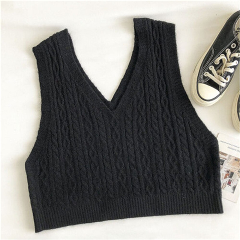 2021. gada korejiešu stila sieviešu džempera veste Sieviešu īss trikotāžas džemperis bez piedurknēm sievietēm ar V veida kakla izgriezumu, džemperi, sieviešu topi
