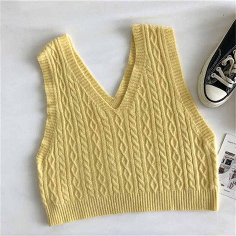 2021. gada korejiešu stila sieviešu džempera veste Sieviešu īss trikotāžas džemperis bez piedurknēm sievietēm ar V veida kakla izgriezumu, džemperi, sieviešu topi
