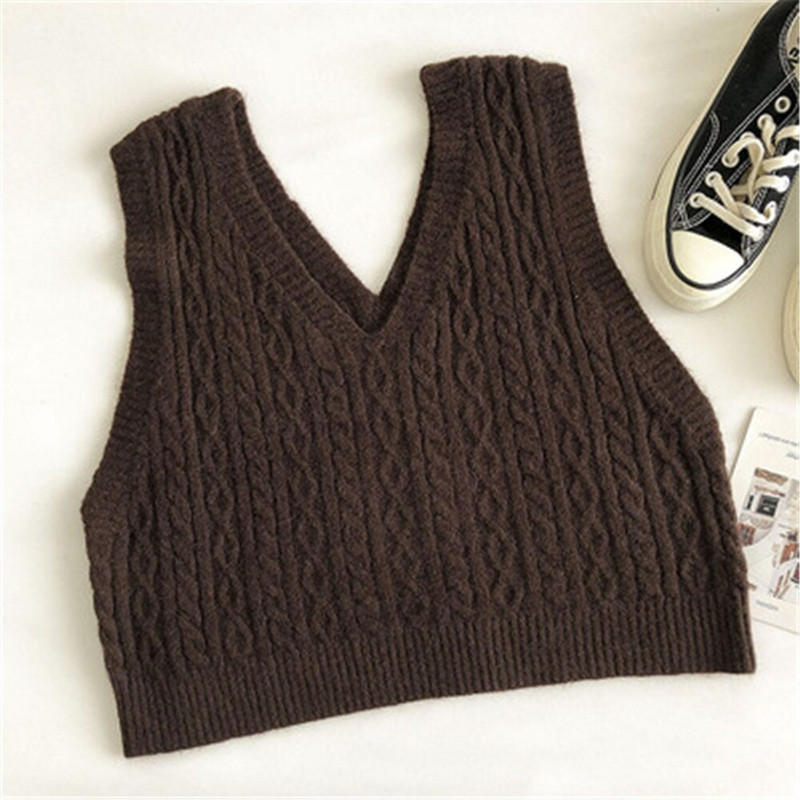 2021. gada korejiešu stila sieviešu džempera veste Sieviešu īss trikotāžas džemperis bez piedurknēm sievietēm ar V veida kakla izgriezumu, džemperi, sieviešu topi