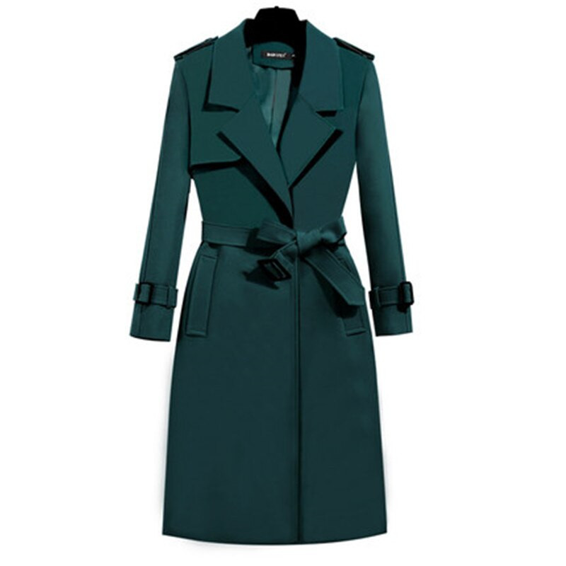 OL Jauns rudens ziemas Sieviešu vējjakas Apģērbs Sieviešu garie mēteļi Josta ar divrindu slaidu mēteli Sieviešu mēteļi Sieviešu virsdrēbes