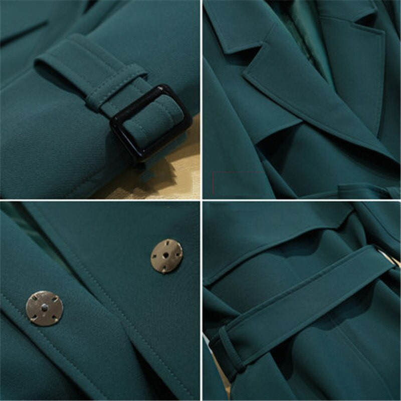 OL Jauns rudens ziemas Sieviešu vējjakas Apģērbs Sieviešu garie mēteļi Josta ar divrindu slaidu mēteli Sieviešu mēteļi Sieviešu virsdrēbes