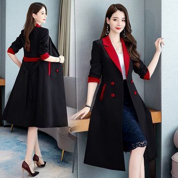 Αντιανεμικό διπλής στρώσης Γυναικείο Long Spring Autumn New Fashion Daily Trench Coat Γυναικείο κόκκινο μαύρο