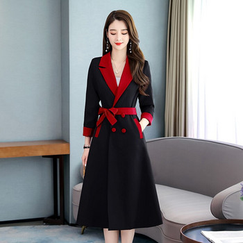 Αντιανεμικό διπλής στρώσης Γυναικείο Long Spring Autumn New Fashion Daily Trench Coat Γυναικείο κόκκινο μαύρο