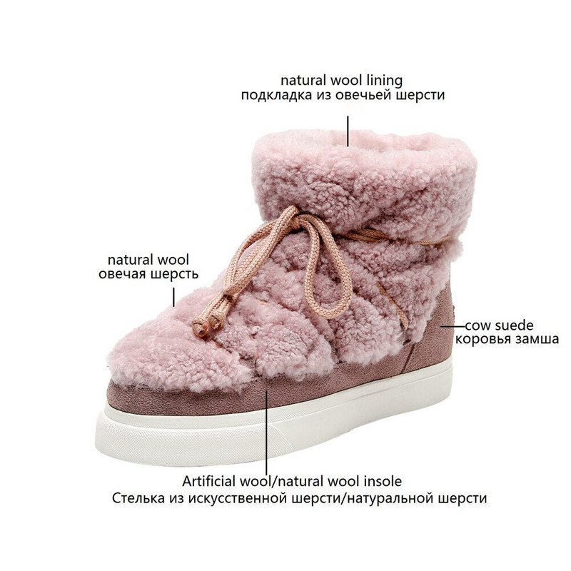Ženske vunene čizme za snijeg Slatki stil Zimske ravne čizme za djevojčice Zimske ženske pahuljaste cipele Femmes Bottes Chaussure Femme.