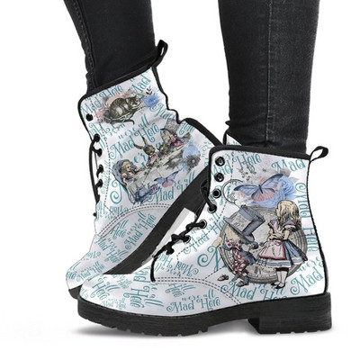 Combat Boots - Η Αλίκη στη Χώρα των Θαυμάτων Δώρα #104 Μπλε Σειρά | Δώρα γενεθλίων, ιδέες για δώρα, γυναικείες μπότες, χειροποίητες μπότες με κορδόνια