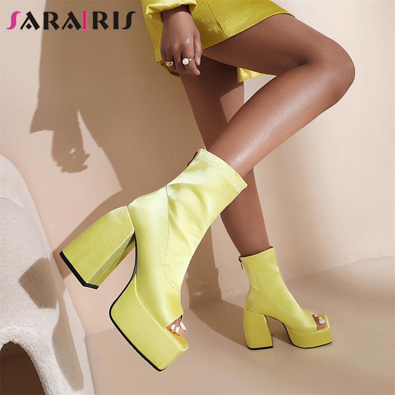 Nišidisain, suur suurus 43, suvised poolsaapad, kevadine seksikas peoplatvorm Sandaalid Lady Punk Luksuslikud paksud kõrge kontsaga kingad