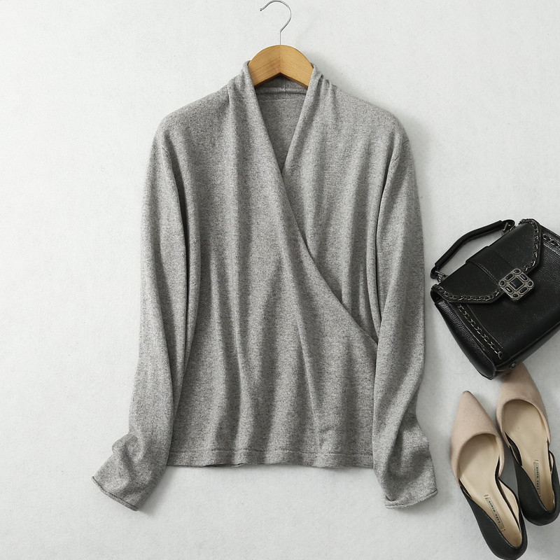 85%Mulberry Silk 15% Κασμίρ Πουλόβερ για γυναίκες v λαιμόκοψη Μακρυμάνικο πλεκτό ανοιξιάτικο μπλουζάκι Γυναικεία χειμωνιάτικα πουλόβερ 2022 πουλόβερ