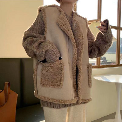 Jauna vilnas veste imitācija sievietēm rudens un ziemas brīva bezpiedurkņu veste jaka Sieviešu veste Sieviešu ziemas apģērbi sievietēm