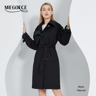 MIEGOFCE 2022 pavasara rudens britu stila atloks Sieviešu vējjaka, gara, eleganta josta, plāns mētelis dāmu ikdienas parks F22021