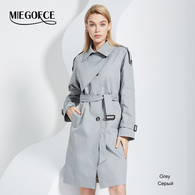 MIEGOFCE 2022 pavasara rudens britu stila atloks Sieviešu vējjaka, gara, eleganta josta, plāns mētelis dāmu ikdienas parks F22021