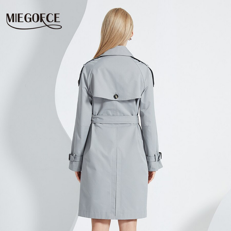 MIEGOFCE 2022 pavasara rudens britu stila atloks Sieviešu vējjaka, gara, eleganta josta, plāns mētelis dāmu ikdienas parks F22021