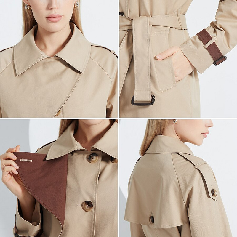 MIEGOFCE 2022 pavasara rudens britu stila atloks Sieviešu vējjaka, gara, eleganta josta, plāns mētelis dāmu ikdienas parks F22021