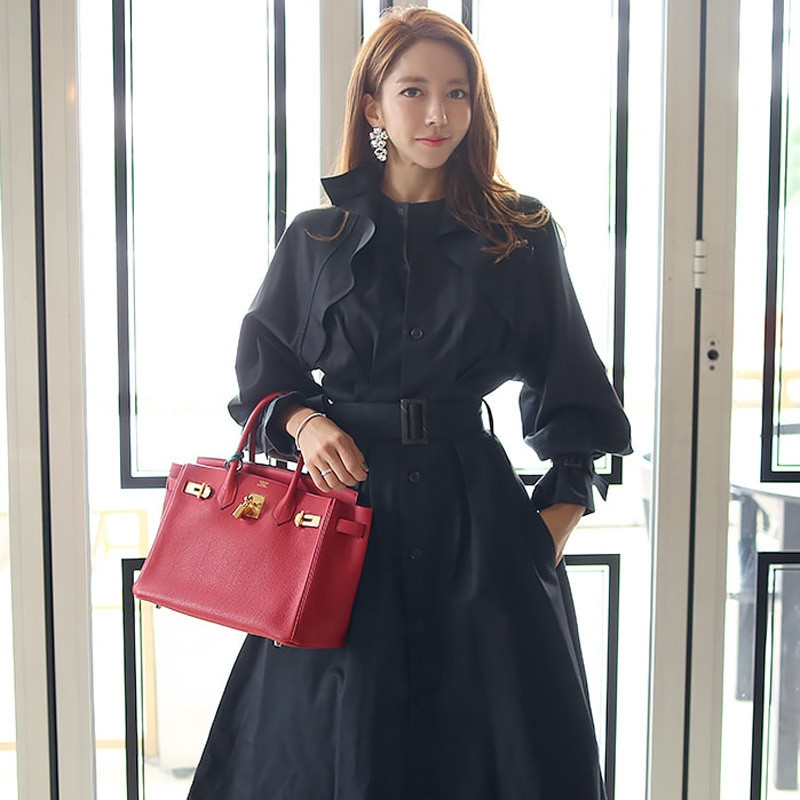 Eleganta sieviešu vējjaka ikdienišķa vienrindas jostas kabatas jaka Femme Mujer elegants garenas virsdrēbes pavasara rudens