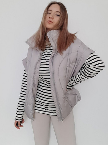 Κομψός γιακάς με φαρδιά χειμωνιάτικα γιλέκα Γυναικεία φθινοπωρινά 2022 Μόδα φερμουάρ Ζεστό βαμβακερό μπουφάν με επένδυση Streetwear Γυναικεία ρούχα