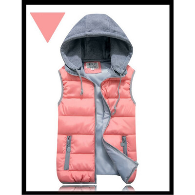 2021. ženski jesenski zimski prsluk ružičasto crna topla pamučna vatirana ležerna kratka jakna s kapuljačom i patentnim zatvaračem