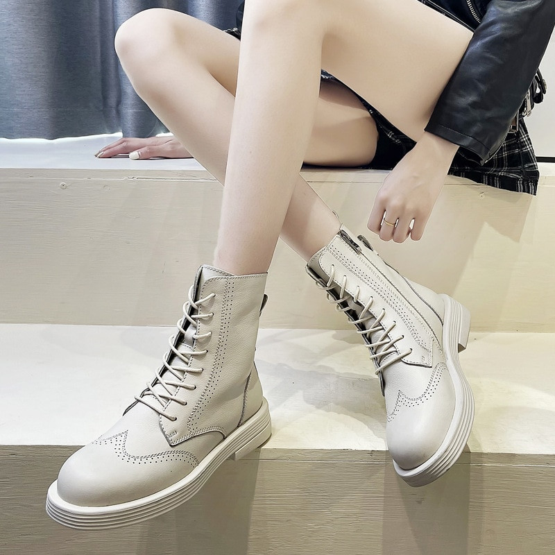 Čizme od prave kože Ženske cipele na petu Dizajnerske cipele Ženske čizme s platformom 2022. Gležnjače Ženske debele cipele Čizme na tanku kosu