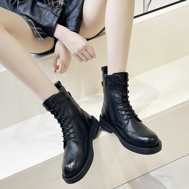 Čizme od prave kože Ženske cipele na petu Dizajnerske cipele Ženske čizme s platformom 2022. Gležnjače Ženske debele cipele Čizme na tanku kosu