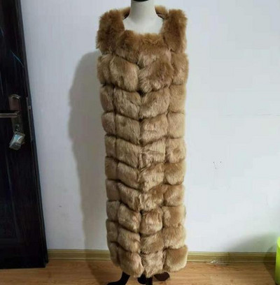 8-10 βήματα Μακρύτερο Χνουδωτό Γούνινο Παλτό Χειμώνας Γυναικείο Πολυτελές Faux Fox Fur Parkas Γούνινο λεπτό ψεύτικο γούνινο γιλέκο μόδας Εξωτερικά ρούχα από γούνα