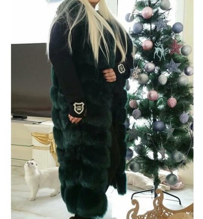 8-10 βήματα Μακρύτερο Χνουδωτό Γούνινο Παλτό Χειμώνας Γυναικείο Πολυτελές Faux Fox Fur Parkas Γούνινο λεπτό ψεύτικο γούνινο γιλέκο μόδας Εξωτερικά ρούχα από γούνα