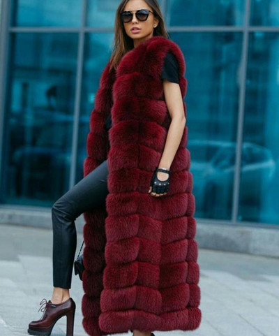 8-10 βήματα Μακρύτερο Χνουδωτό Γούνινο Παλτό Χειμώνας Γυναικείο Πολυτελές Faux Fox Fur Parkas Γούνινο λεπτό ψεύτικο γούνινο γιλέκο μόδας Εξωτερικά ρούχα από γούνα