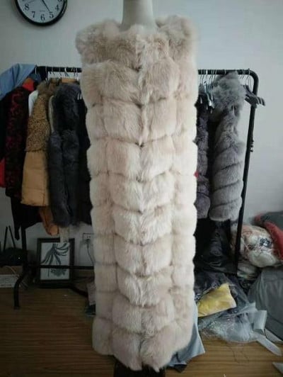 8-10 βήματα Μακρύτερο Χνουδωτό Γούνινο Παλτό Χειμώνας Γυναικείο Πολυτελές Faux Fox Fur Parkas Γούνινο λεπτό ψεύτικο γούνινο γιλέκο μόδας Εξωτερικά ρούχα από γούνα