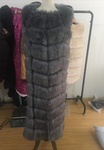 8-10 βήματα Μακρύτερο Χνουδωτό Γούνινο Παλτό Χειμώνας Γυναικείο Πολυτελές Faux Fox Fur Parkas Γούνινο λεπτό ψεύτικο γούνινο γιλέκο μόδας Εξωτερικά ρούχα από γούνα