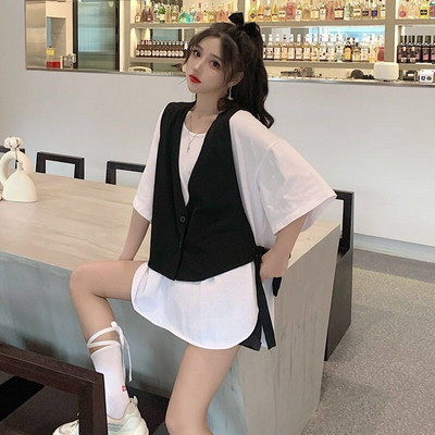 Karstā izpārdošana L-4XL Vestes Sieviešu Vasaras Plānas Jaunums Pārsējs Brīvs Melns Bezpiedurknēm Gothic Ikdienišķs Viss atbilstošs Unisex Fashion Bf Ins