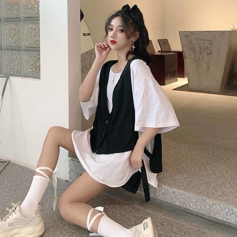 Karstā izpārdošana L-4XL Vestes Sieviešu Vasaras Plānas Jaunums Pārsējs Brīvs Melns Bezpiedurknēm Gothic Ikdienišķs Viss atbilstošs Unisex Fashion Bf Ins