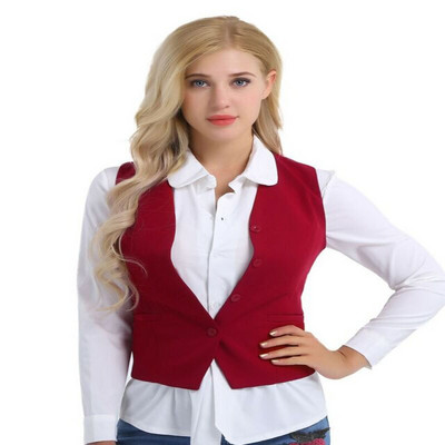 Γυναικείο γιλέκο γραφείου επίσημο γιλέκο με κουμπί που κάτω Slim Fit επαγγελματικό κοστούμι εργασίας