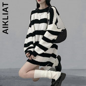 Aikliat modni pleteni ženski džemper s okruglim izrezom topao, jednostavan ženski džemper 2022 Harajuku elegantan gornji dio ženske meke korejske ženske majice