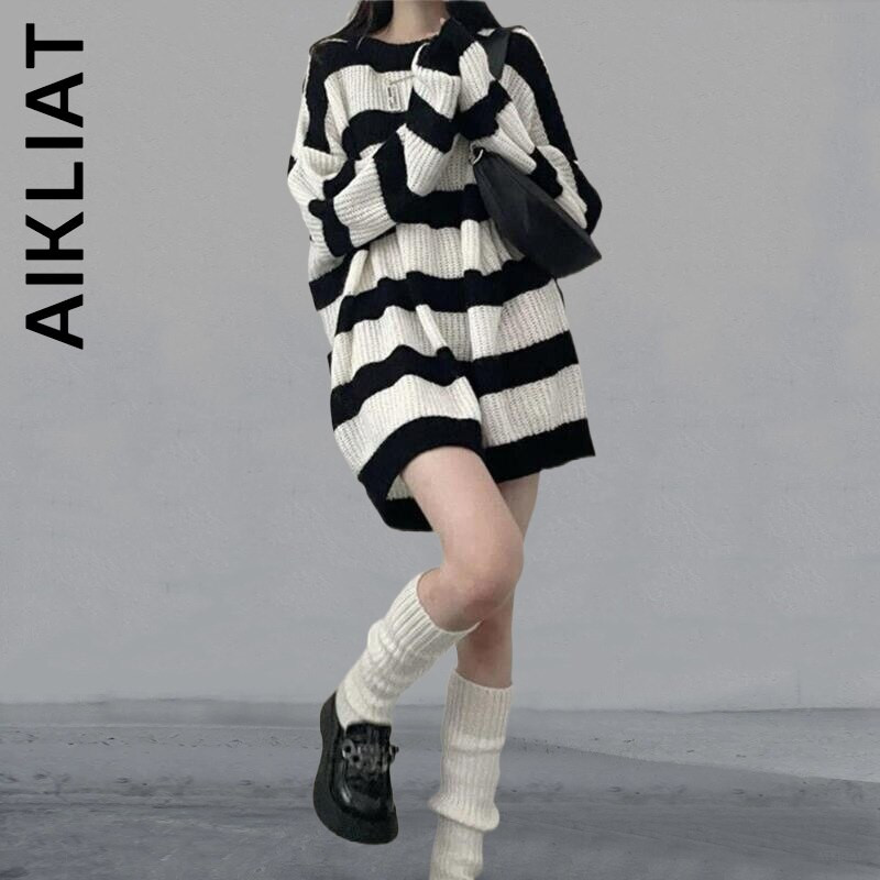 Aikliat modni pleteni ženski džemper s okruglim izrezom topao, jednostavan ženski džemper 2022 Harajuku elegantan gornji dio ženske meke korejske ženske majice