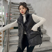 Silts sieviešu īss vestes mētelis rudens ziemas kabatas ikdienas sieviešu jaka bez piedurknēm Masīva veste sievietēm