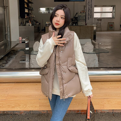 Silts sieviešu īss vestes mētelis rudens ziemas kabatas ikdienas sieviešu jaka bez piedurknēm Masīva veste sievietēm